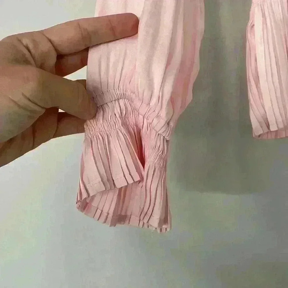 PHILOSOPHY- Pink Satin Smocked Blouse Sz Small New with tags - Picture 9 of 10